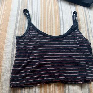 Brandy Melville Black and Red Striped Crop Top